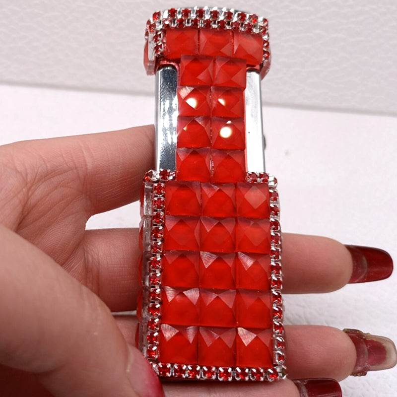 Diamond-encrusted Ladies Windproof Inflatable Lighter Straight Creative