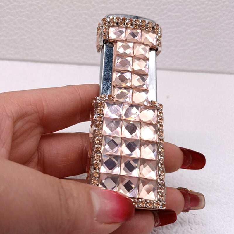 Diamond-encrusted Ladies Windproof Inflatable Lighter Straight Creative