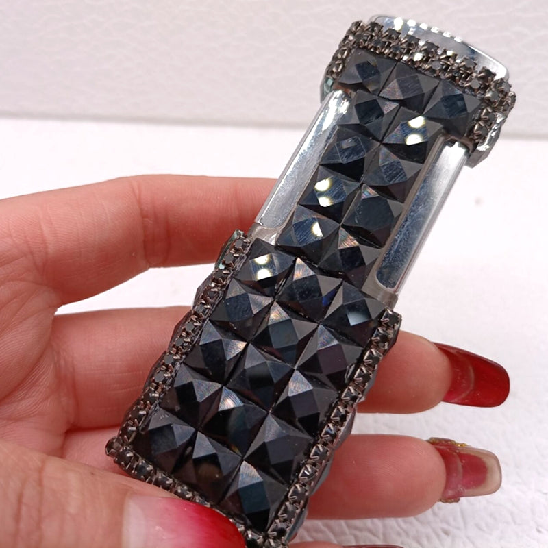 Diamond-encrusted Ladies Windproof Inflatable Lighter Straight Creative